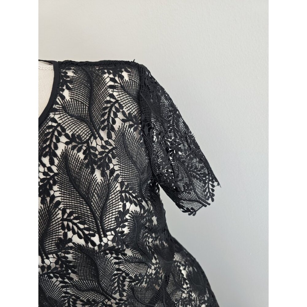 Diane Von Furstenberg Lace Embroidery Overlay Sheer Sheath Dress 8 M Black - Picture 3 of 11